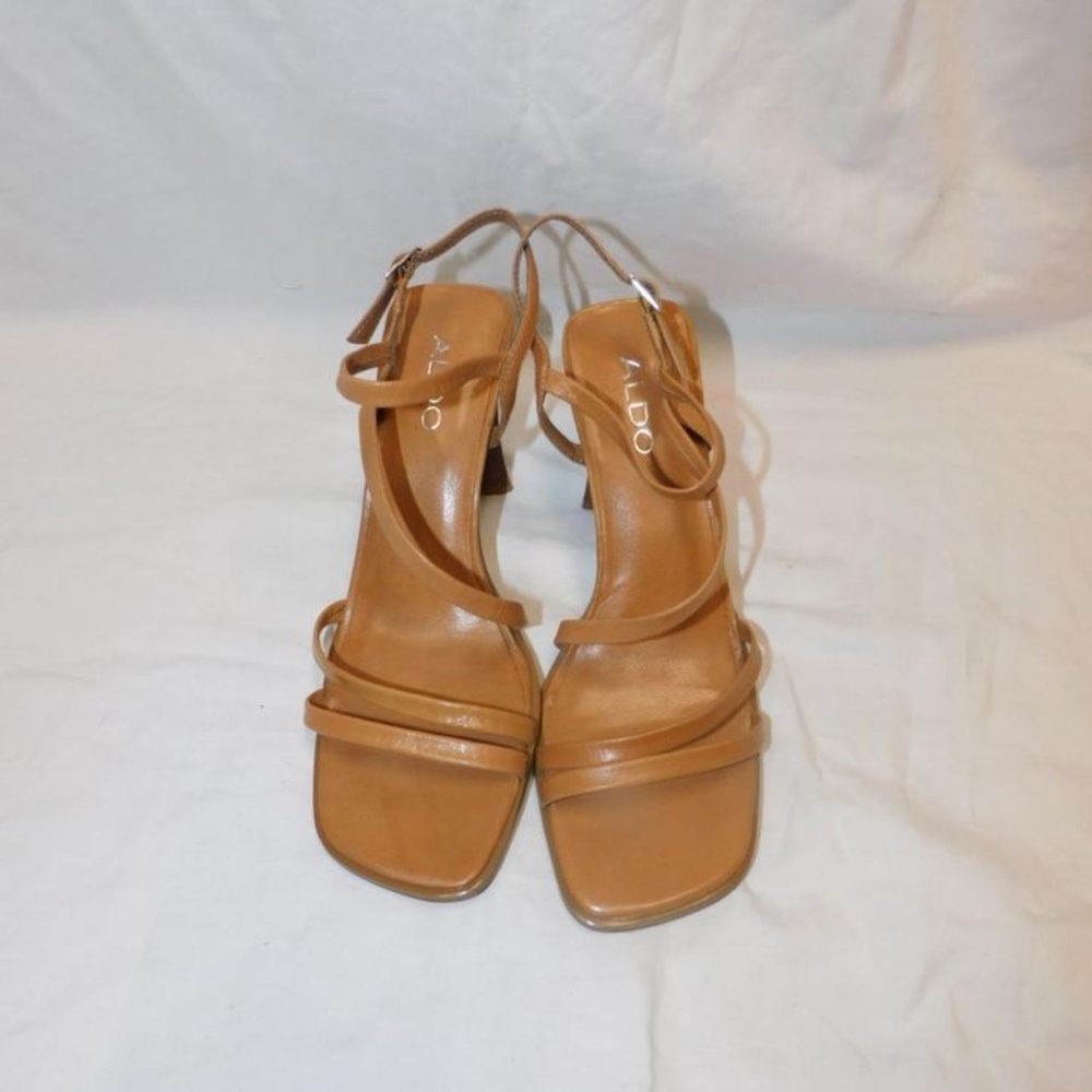 Aldo Square Open-Toe Brown Heels (Size 7 Women's)